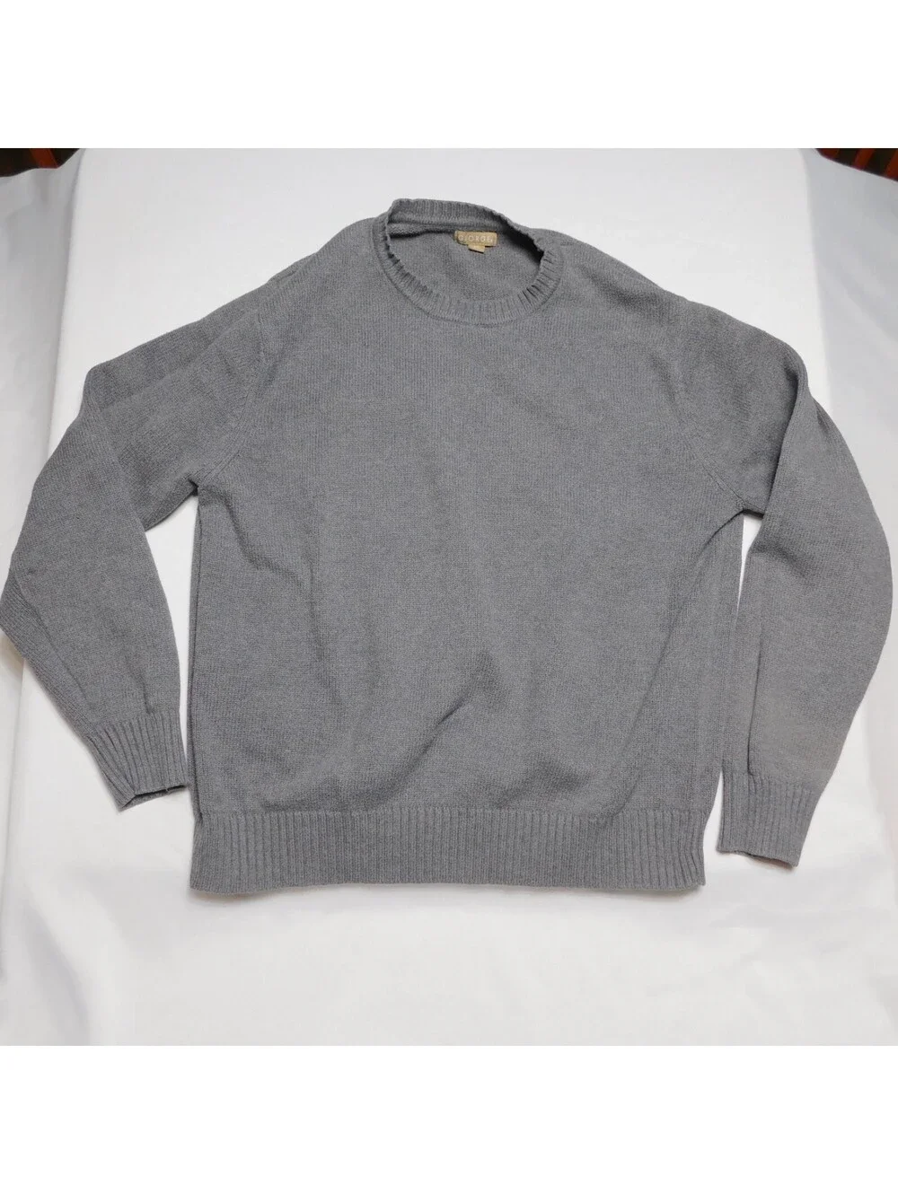 George Men's Gray Crew Neck Sweater Size Large Classic Knit Pullover